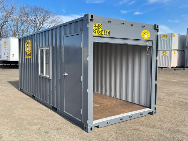 Grey Container with Door and Window